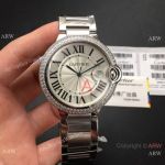 42MM Ballon Bleu Cartier TWF Swiss Quartz Watch Double-row Diamond Bezel Roman Dial